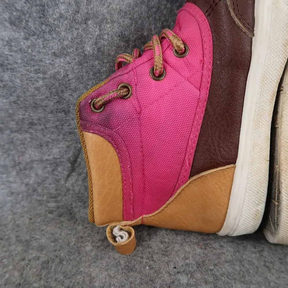 Oomphies Shoes Toddler 9C Sneaker Boots Casual Kids Pink Brown Lace Up Girls